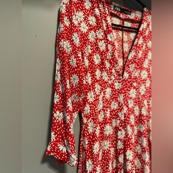 Zara - Red and White Long Sleeve Wrap Sundress (Size S) - Picture 6 of 10
